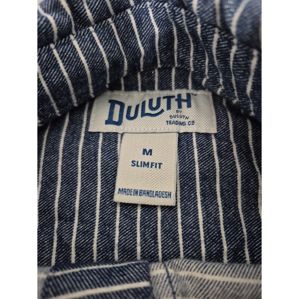 Duluth Shirt Mens Medium Blue‎ Striped Chamois Flannel Slim Fit Button Down - Picture 3 of 8